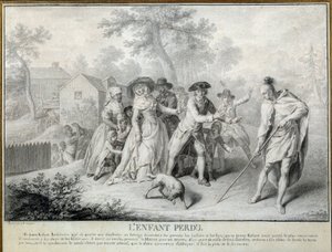 Il Bambino Perduto, Illustrazione di "Lettere da un Contadino Americano" di Saint John de Crevecoeur. Litografia di Antoine Borel (1743-1810) circa 1783. Blerancourt. Museo Franco Americano