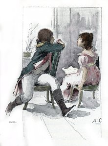 Ritratto di Napoleone Bonaparte (1769-1821) con la sua fidanzata Desiree Clary (1777-1860) c. aprile 1795 (Ritratto di Desiree Clary al tempo del suo fidanzamento con Napoleone Bonaparte, aprile 1795) Disegno di Antoine Calbet tratto da 