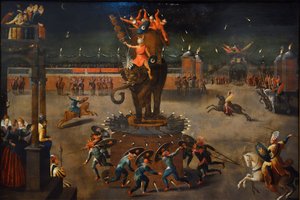 Giostra con elefante da Antoine Caron