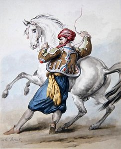 Un persiano cerca di domare un cavallo francese da Antoine Charles Horace Vernet