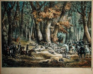 Caccia al cervo nella foresta di Compiegne, 27 aprile 1818 da Antoine Charles Horace Vernet