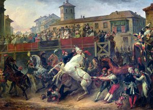 Scena di una corsa di cavalli senza sella a Roma da Antoine Charles Horace Vernet