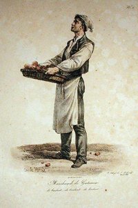 Il Venditore di Torte, numero 1 dalla serie Le Grida di Parigi, inciso da François Séraphin Delpech