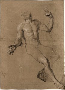 Studio di un nudo maschile seduto, per Bacco