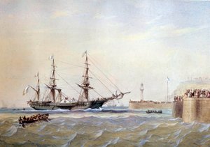Nave a ruota che ritorna al porto di Le Havre nel XIX secolo da Antoine Desire Heroult