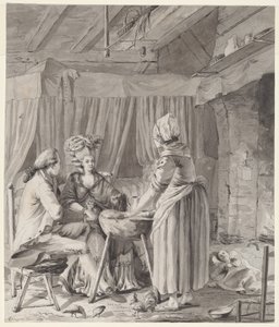 Coppia elegante che pranza in un cottage di campagna da Antoine François Sergent