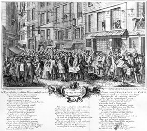 Investitori davanti alla sede della Banque Royale in Rue Quincampoix, Parigi, 1720