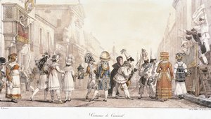 Costumi di carnevale, di Antoine-Jean-Baptiste Thomas, acquerello. Italia da Antoine Jean Baptiste Thomas
