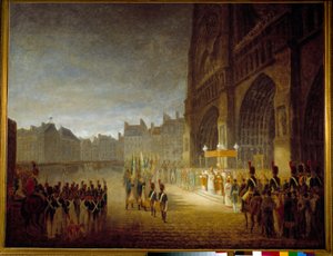 La benedizione delle bandiere sulla piazza della Cattedrale di Notre Dame de Paris nel 1804 da Antoine Jean (attr. to) Gros