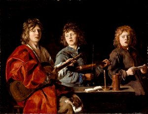 Francese:  Trois jeunes musiciens Tre giovani musicisti