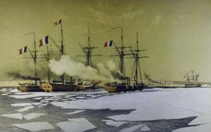 Rompighiaccio nel Liman del Dnepr per il passaggio delle batterie galleggianti, 1855-1856, 1860 da Antoine Leon Morel Fatio