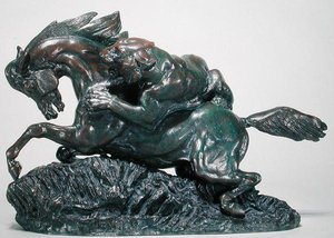 Cavallo sorpreso da una tigre da Antoine Louis Barye