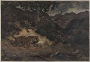 Giaguaro che scopre un serpente, c.1840 da Antoine Louis Barye