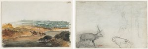 Paesaggio (recto); Studi di animali (verso)
