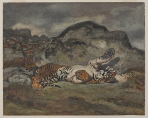 Tigre rotolante, c.1840 da Antoine Louis Barye