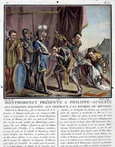 Montmorency presentato a Filippo Augusto dopo la Battaglia di Bouvines, inciso da Jean Baptiste Morret da Antoine Louis Francois (after) Sergent Marceau