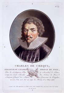 Charles de Crequi, da Portraits des grands hommes, femmes illustres, et sujets memorables de France, grave et imprimes en couleurs, pubblicato da Pierre Blin, 1786-92, Parigi da Antoine Louis Francois Sergent Marceau