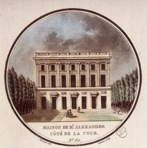 Maison de Monsieur Alexandre, cortile laterale, Parigi. In vedute pittoresche dei principali edifici di Parigi di Sergeant da Antoine Louis Francois Sergent Marceau