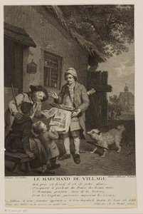 Venditore ambulante di stampe in un villaggio da Antoine Louis Romanet
