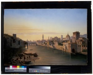 Firenze, una veduta del fiume Arno da Antoine Marie Perrot