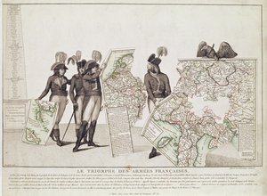 Il trionfo degli eserciti francesi, Napoleone e i suoi generali con le mappe delle loro vittorie al tempo della Pace di Loeben, 18 aprile 1797