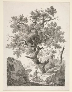Senza titolo [Uomo seduto vicino a un albero] da Antoine Pierre Mongin