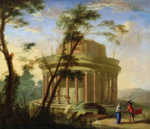 Paesaggio con un antico tempio da Antoine Pierre the Younger Patel