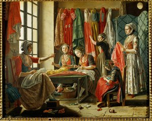 Atelier di cucitrici ad Arles ... (olio su tela)