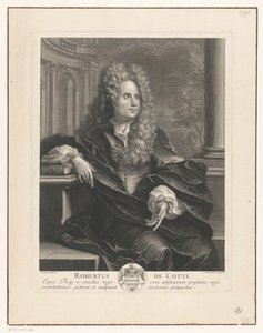 Ritratto di Robert de Cotte, appoggiato su un libro in architettura classica