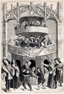 Frontespizio di “Le Grant Therence en François” di Antoine Vérard (attivo 1485-1512) - rappresentazione teatrale nel XVI secolo da Antoine Verard
