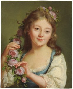 Giovane ragazza con una ghirlanda di rose