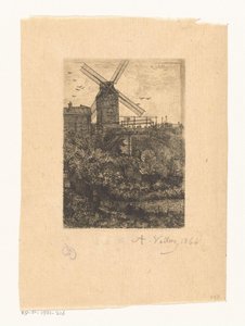 Vista sul Moulin de la Galette a Montmartre da Antoine Vollon (signed by artist)