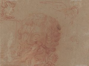 Schizzi di figure e una copia di una testa scolpita (verso) da Antoine Watteau