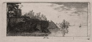 Cottage su un promontorio roccioso lungo un fiume da Antoine de Marcenay de Ghuy