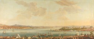 Veduta di Costantinopoli (Istanbul) e del Serraglio dalla Legazione Svedese a Pera da Antoine van der Steen