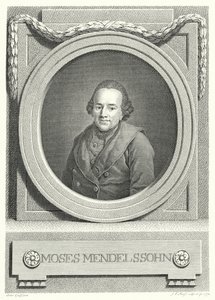 Moses Mendelssohn, filosofo ebreo tedesco (incisione) da Anton (after) Graff