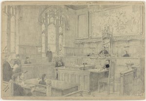 Studio della composizione completa per il (incompiuto) dipinto del tribunale olandese a Londra, giugno 1942 da Anton Abraham van Anrooy