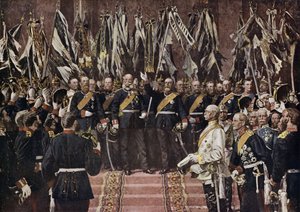 Re Guglielmo I di Prussia proclamato imperatore di una Germania unita, Versailles, Francia da Anton Alexander von (after) Werner