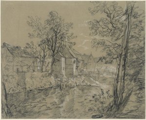 Case presso il fiume (case sulla Weißeritz nella valle di Plauen presso Dresda) da Anton Graff