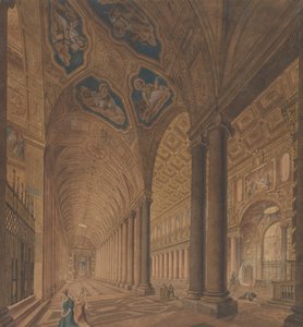 Vista interna della Basilica di Santa Maria Maggiore, Roma, 1833 da Anton Hallmann
