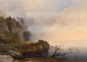 Anton Hansch Atmosfera autunnale al lago 1846 da Anton Hansch