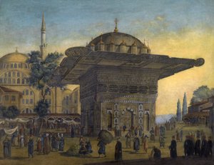 Vista della fontana Tophane (Top Hane), Istanbul, Turchia da Anton Ignaz Melling