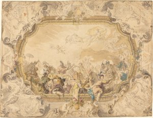 Un soffitto con Apollo che presiede l