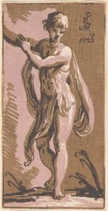 Un giovane in piedi che gesticola a destra da Anton Maria Zanetti I, after Parmigianino