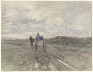 Carro contadino su una strada di campagna da Anton Mauve