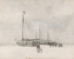 Barche da pesca sulla spiaggia in inverno da Anton Mauve