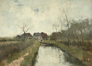 Casetta vicino a un fossato da Anton Mauve