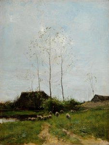 Paesaggio con pastore e pecore