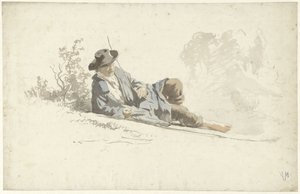 Uomo a riposo sdraiato a terra da Anton Mauve