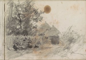 Sentiero lungo una siepe verso una casa di campagna